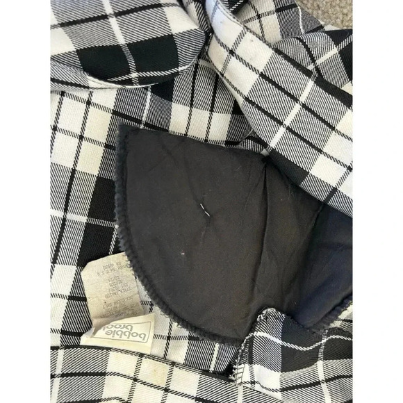 Vintage 90s Bobbie Brooks Light Black Cream Tartan Plaid Oversized Blazer 12/14 - Picture 7 of 11